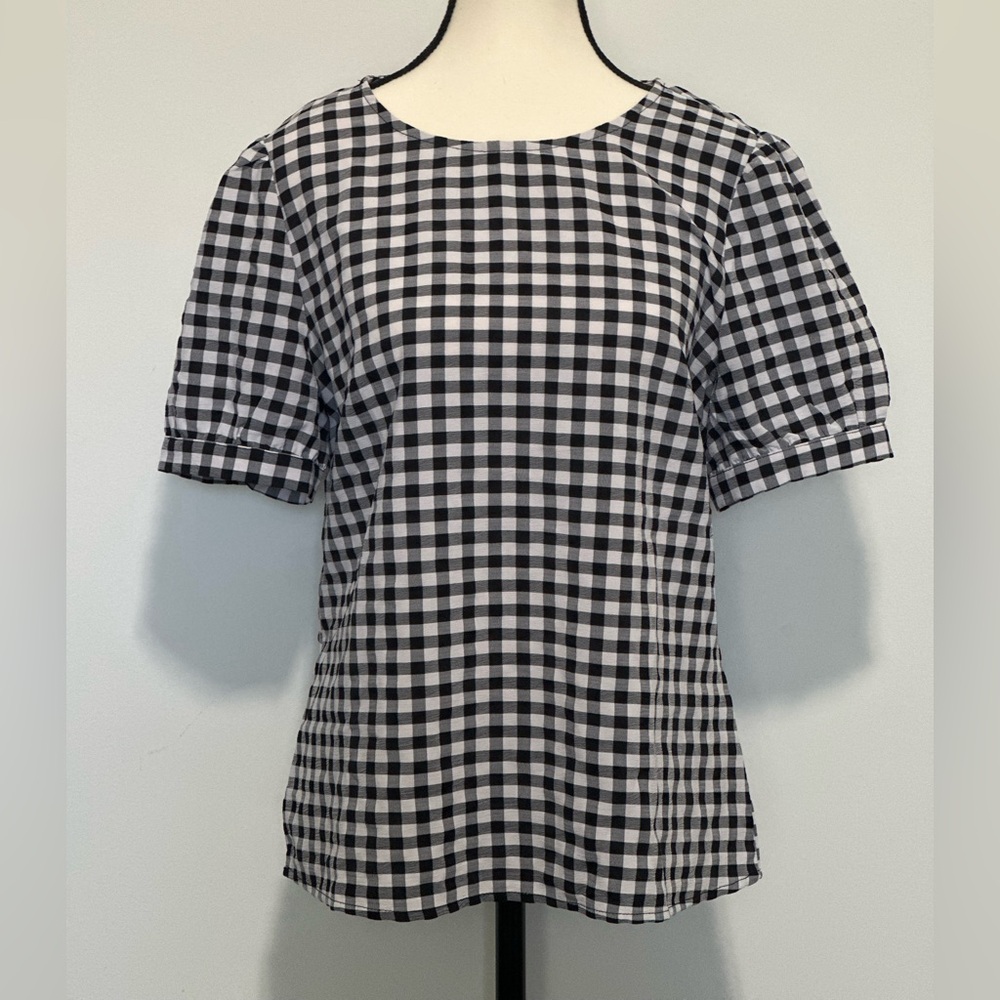 Allegra K Monochrome Plaid Top